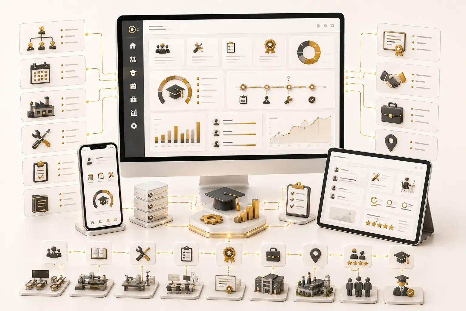Vocational learning management system with competency tracking, certification and industry placement management