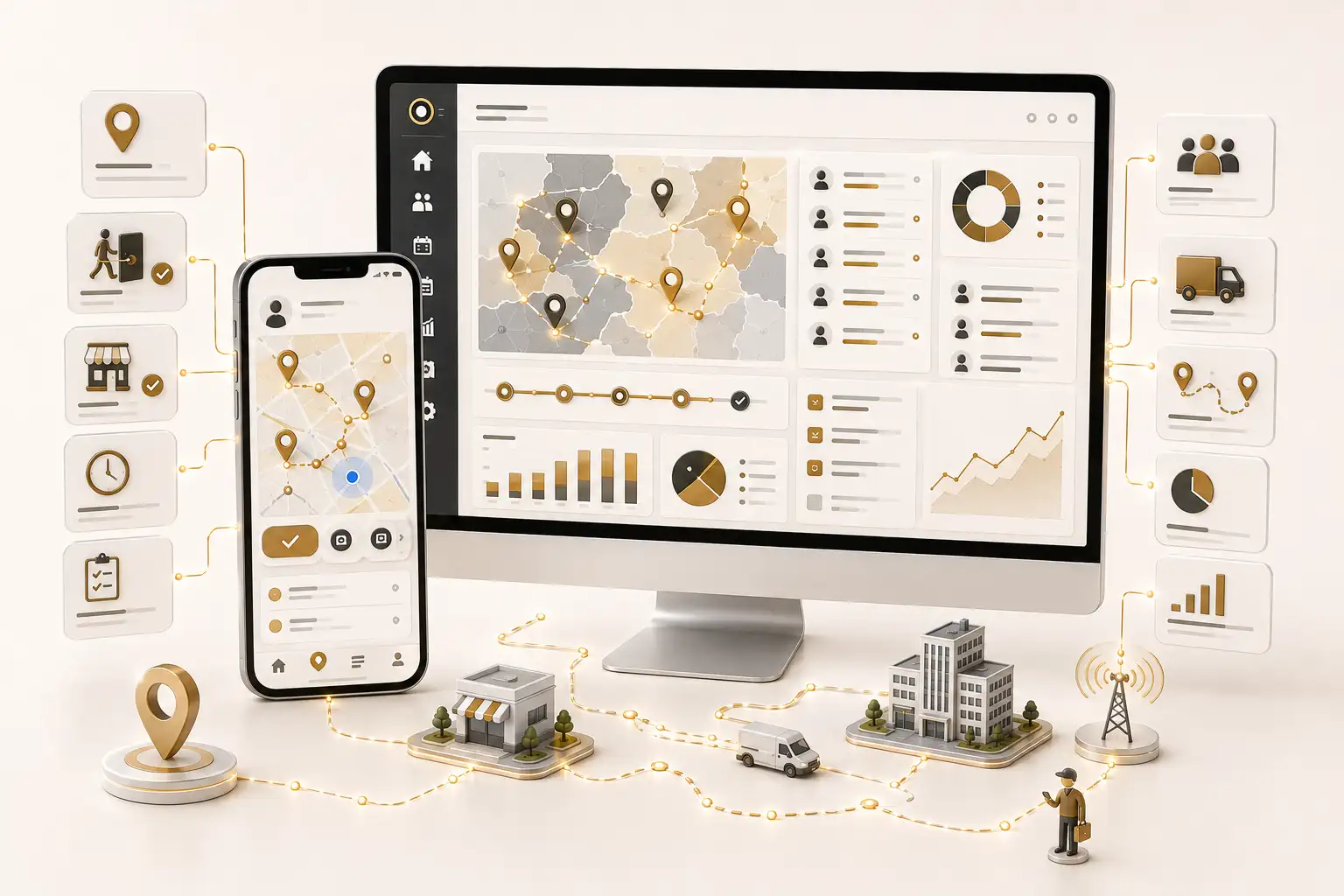 Field sales tracking software with route planning, territory management, attendance and customer visit monitoring
